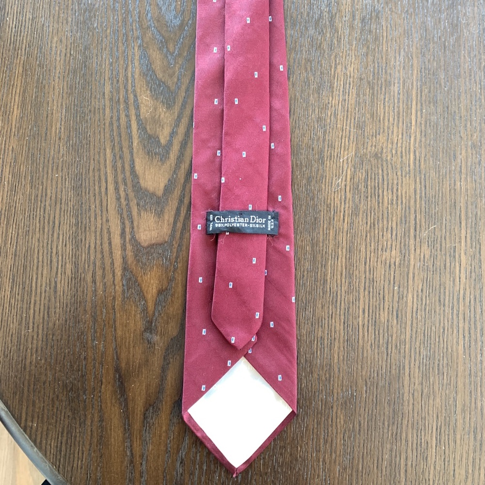 Christian Dior Maroon Embroidered Tie - Picture 5 of 6